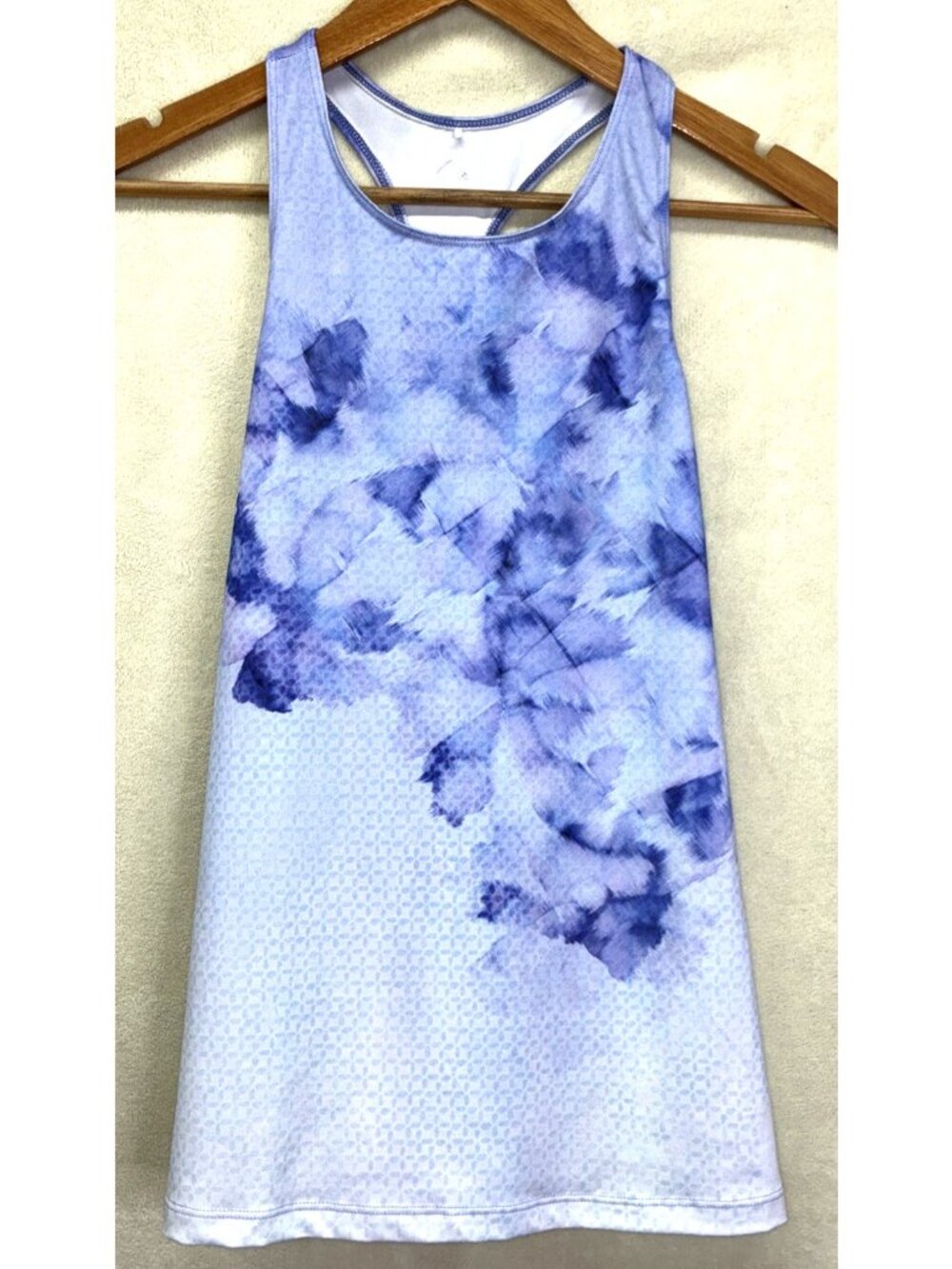 prAna Athletic Racerback Tank Top Tie Dye Purple Blue Polyester Elastane Sz M #z